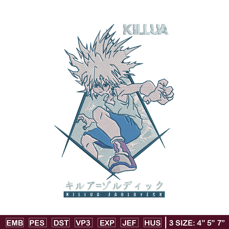Killua Embroidery Design, Hunter x hunter Embroidery, Embroidery File, Anime Embroidery, Anime shirt, Digital download.jpg
