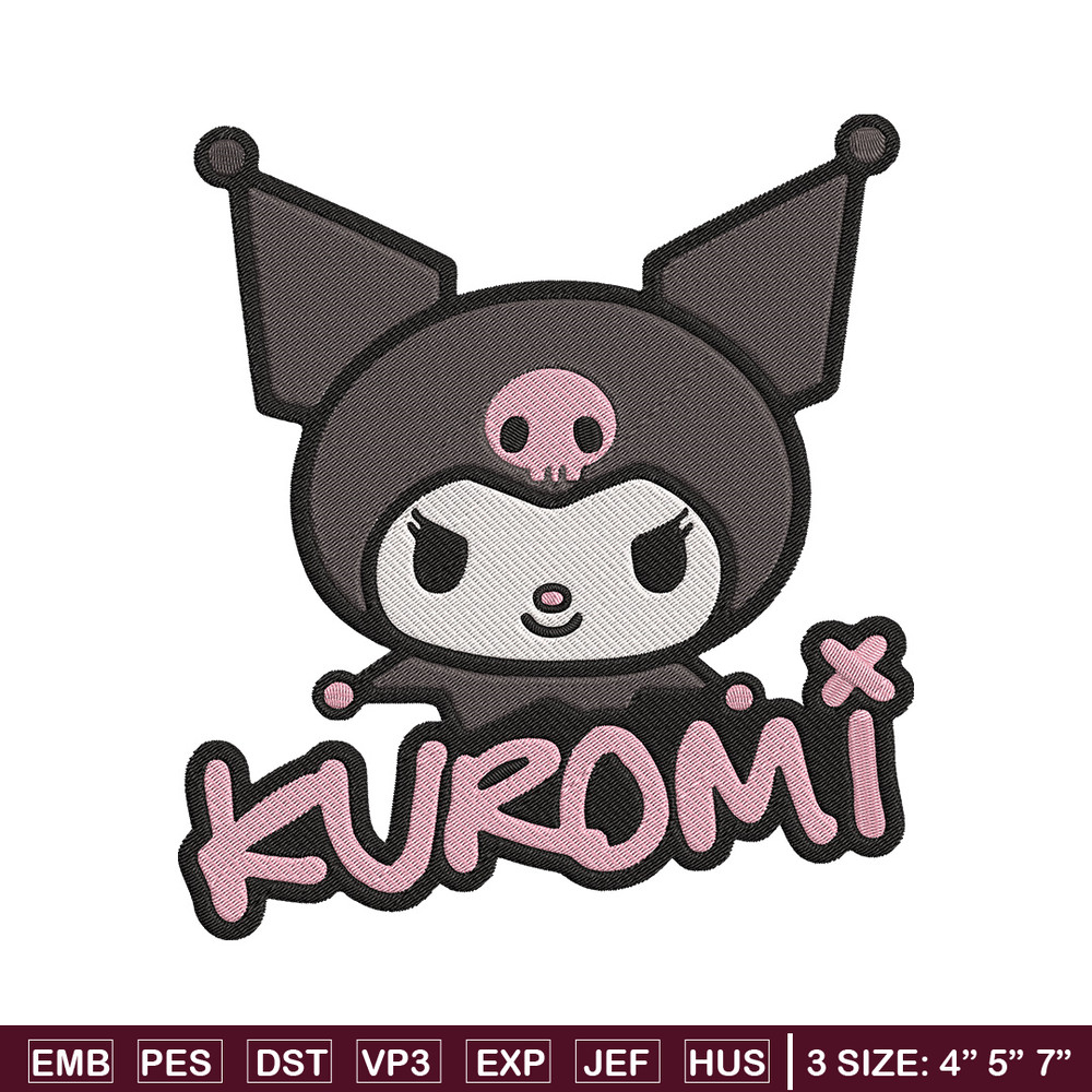 Kuromi logo Embroidery Design, Hello kitty Embroidery, Embroidery File, Anime Embroidery, Anime shirt, Digital download..jpg