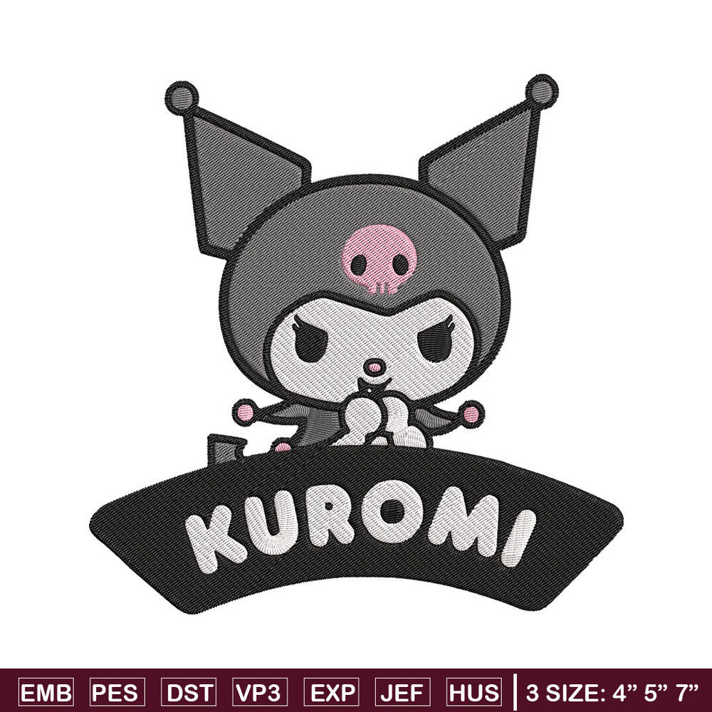 Kuromi logo Embroidery Design, Hello kitty Embroidery, Embroidery File, Anime Embroidery, Anime shirt, Digital download.jpg