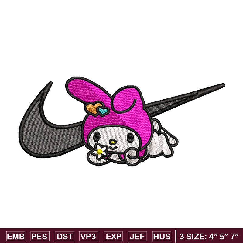 Kuromi Nike embroidery design, Hello kitty embroidery, Nike design, cartoon design, cartoon shirt, Digital download.jpg