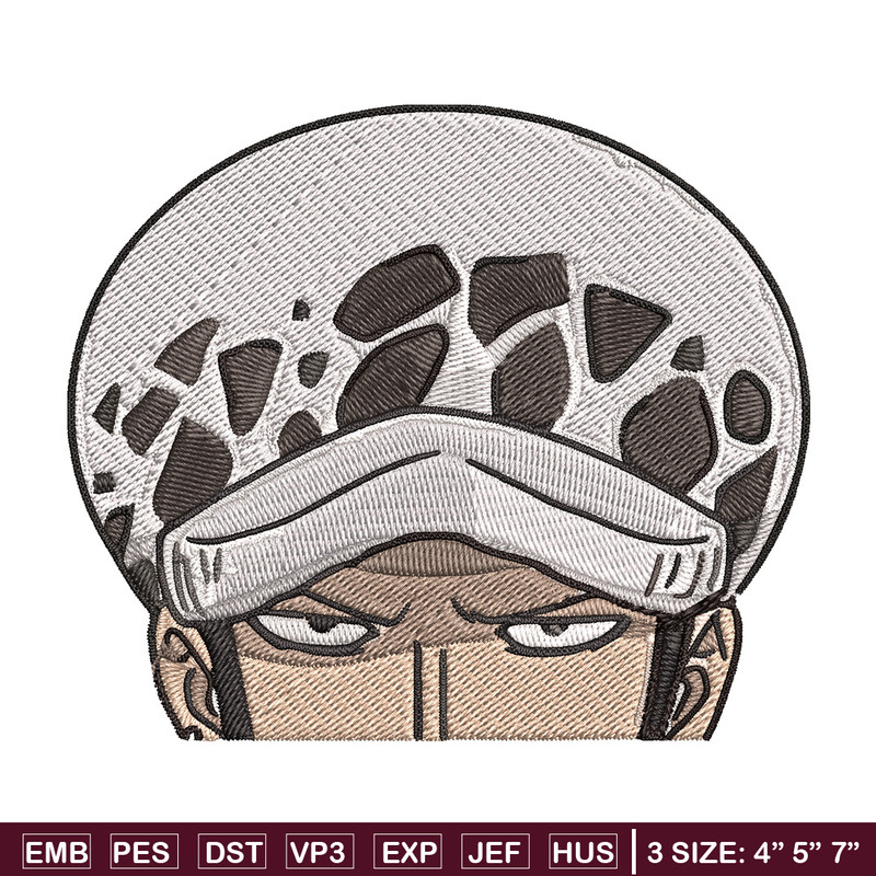 Law Peeker Embroidery Design, One piece Embroidery, Embroidery File, Anime Embroidery, Anime shirt, Digital download.jpg