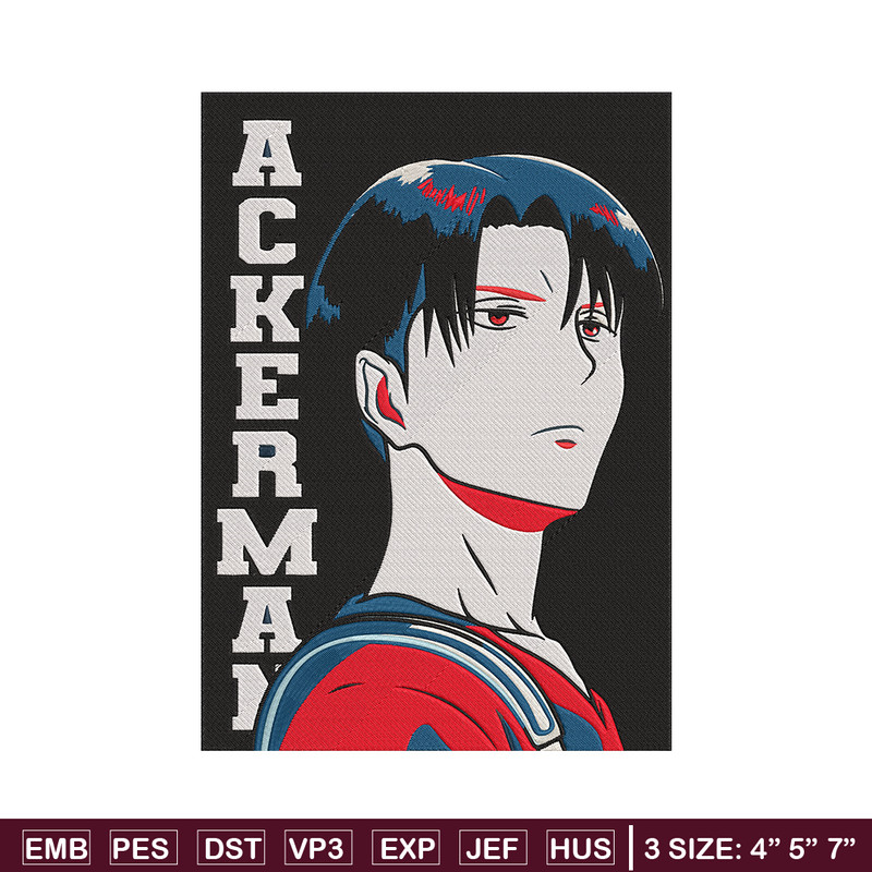 Levi Ackerman Embroidery Design, Aot Embroidery,Embroidery File, Anime Embroidery,Anime shirt,Digital download.jpg