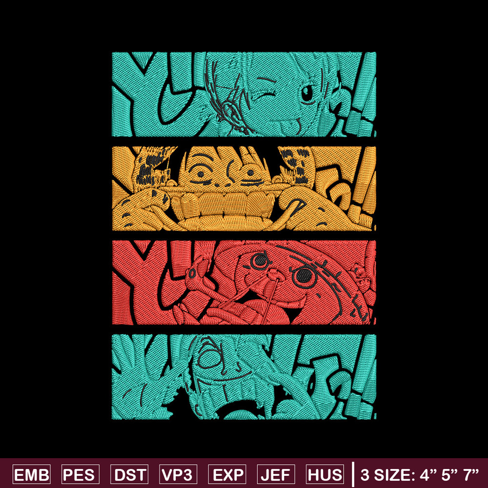 Luffy friends Embroidery Design,One piece Embroidery, Embroidery File, Anime Embroidery, Anime shirt, Digital download.jpg