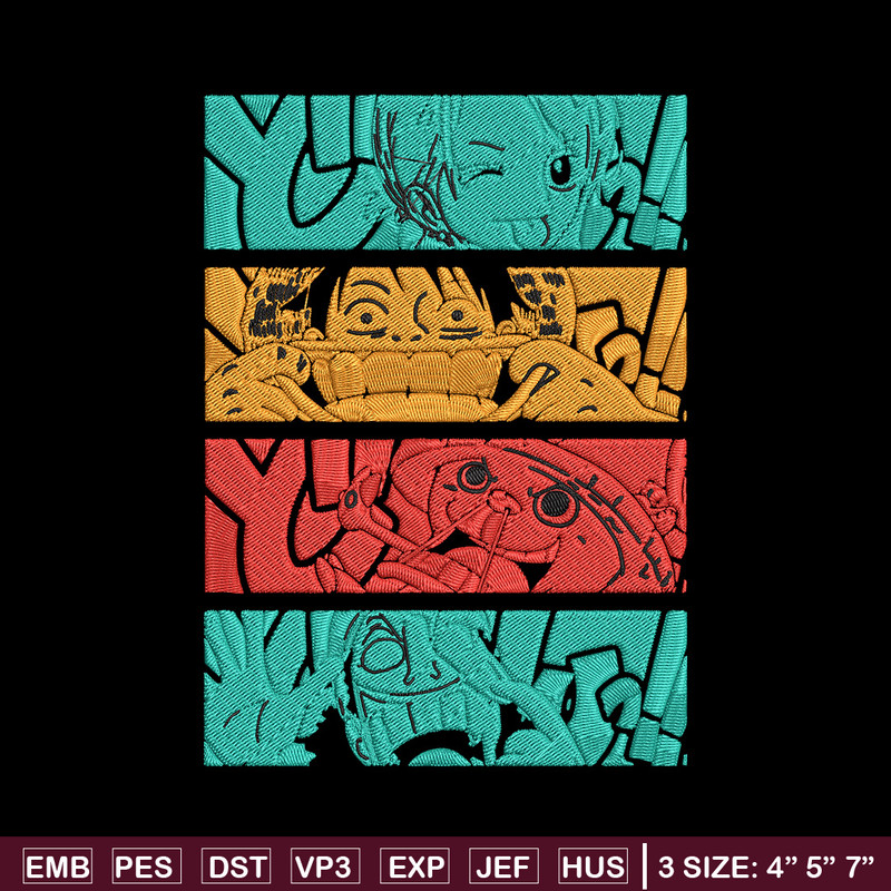 Luffy friends Embroidery Design,One piece Embroidery, Embroidery File, Anime Embroidery, Anime shirt, Digital download.jpg