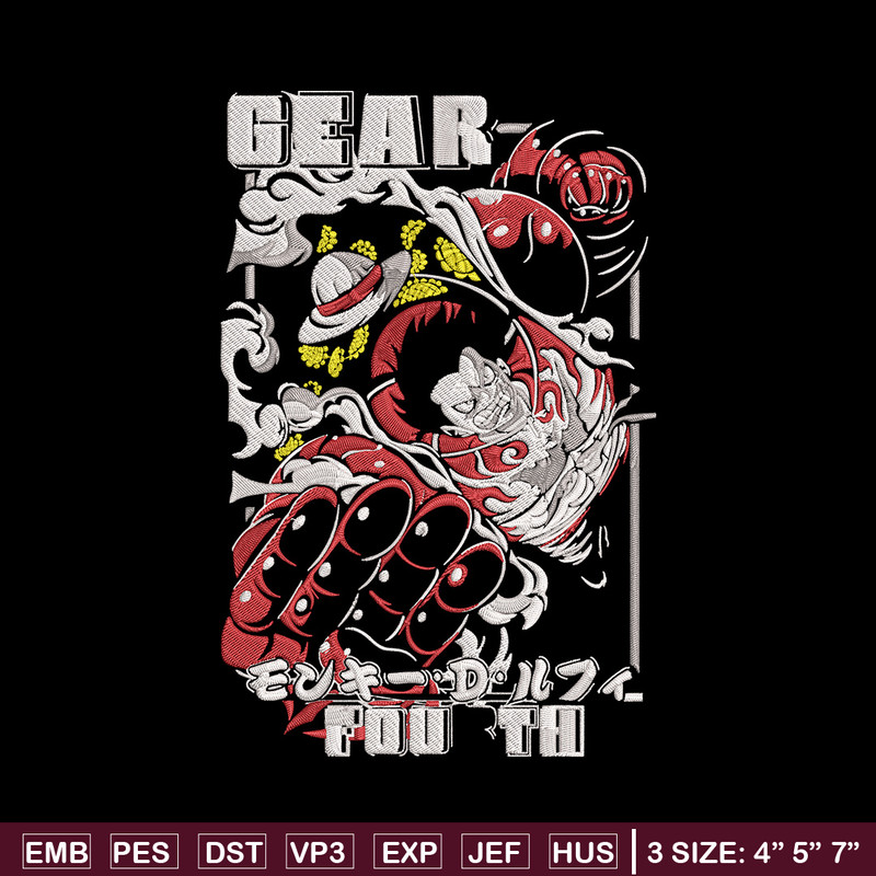 Luffy gear 4 Embroidery Design,One piece Embroidery, Embroidery File, Anime Embroidery, Anime shirt, Digital download.jpg