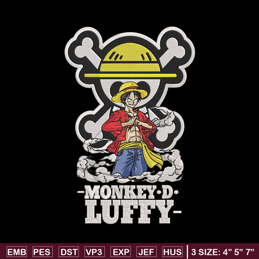 Luffy poster Embroidery Design, One piece Embroidery, Embroidery File, Anime Embroidery, Anime shirt, Digital download.jpg