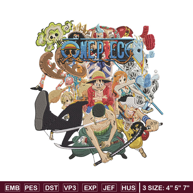 Luffy team Embroidery Design, One piece Embroidery, Embroidery File, Anime Embroidery, Anime shirt, Digital download.jpg
