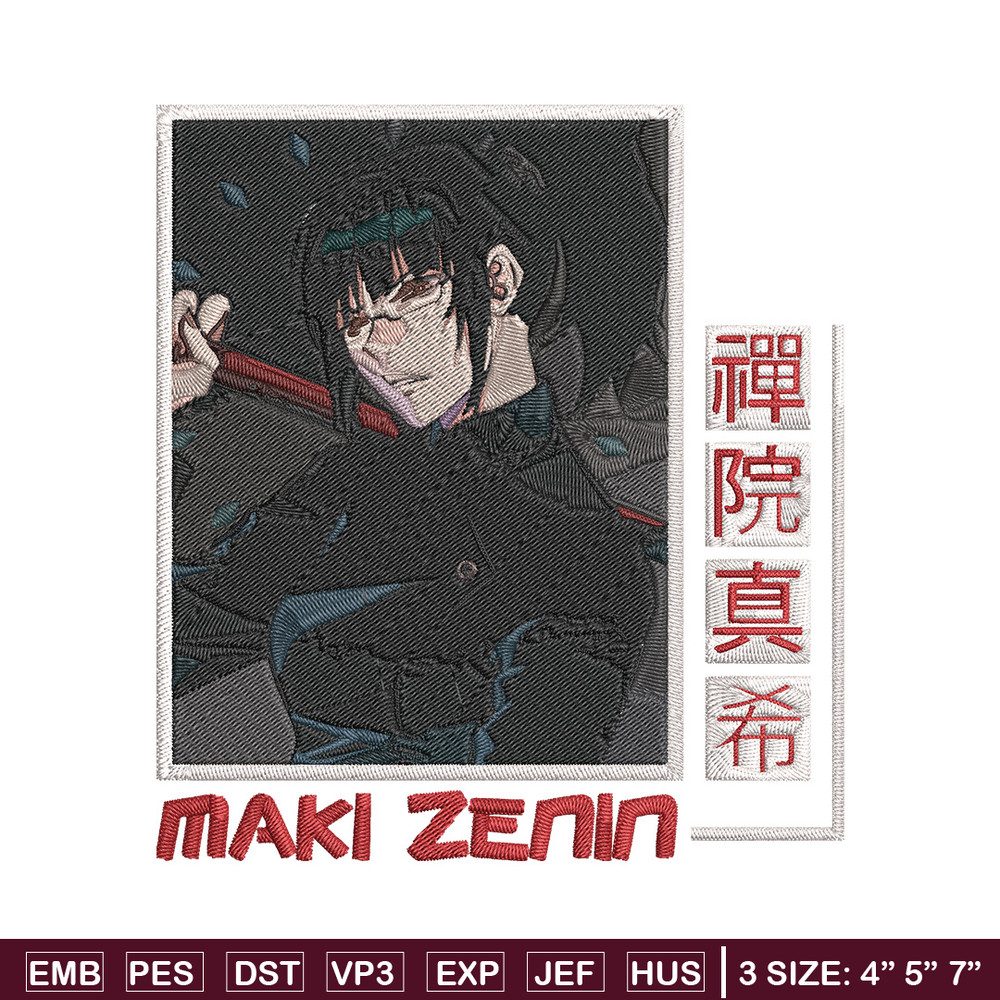 Maki poster Embroidery Design, Jujutsu Embroidery, Embroidery File, Anime Embroidery, Anime shirt,Digital download.jpg
