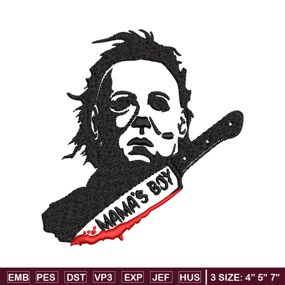 Mama's Boy Embroidery design, Michael Myers Embroidery, Embroidery File, Halloween design, Digital download..jpg