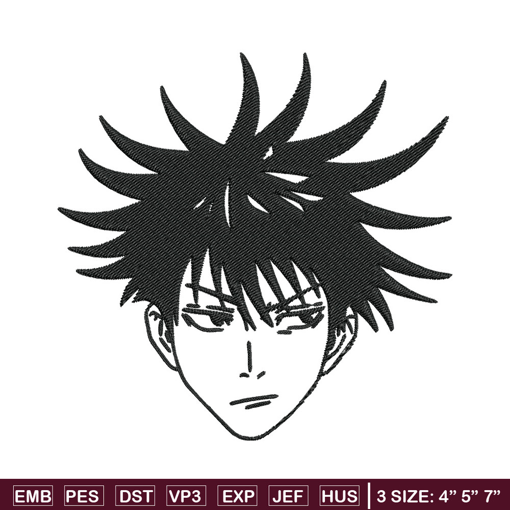 Megumi face Embroidery Design, Jujutsu Embroidery, Embroidery File, Anime Embroidery, Anime shirt, Digital download.jpg