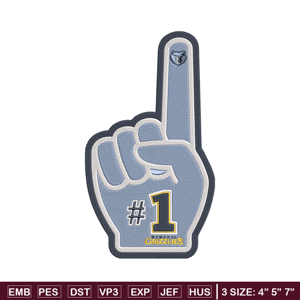 Memphis Grizzlies no 1 embroidery design,NBA embroidery,Sport embroidery,Embroidery design, Logo sport embroidery..jpg