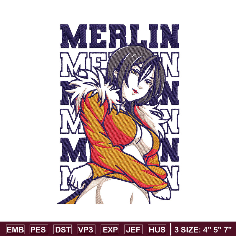 Merlin Embroidery Design, Seven Deadly Sins Embroidery, Embroidery File, Anime Embroidery, Anime shirt, Digital download.jpg