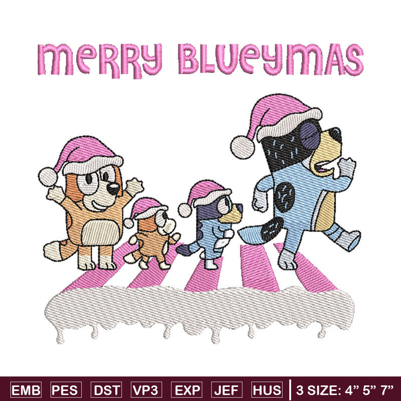 Merry blueymas embroidery design, Bluey embroidery, Chrismas design, Embroidery file, Embroidery shirt, Digital download.jpg