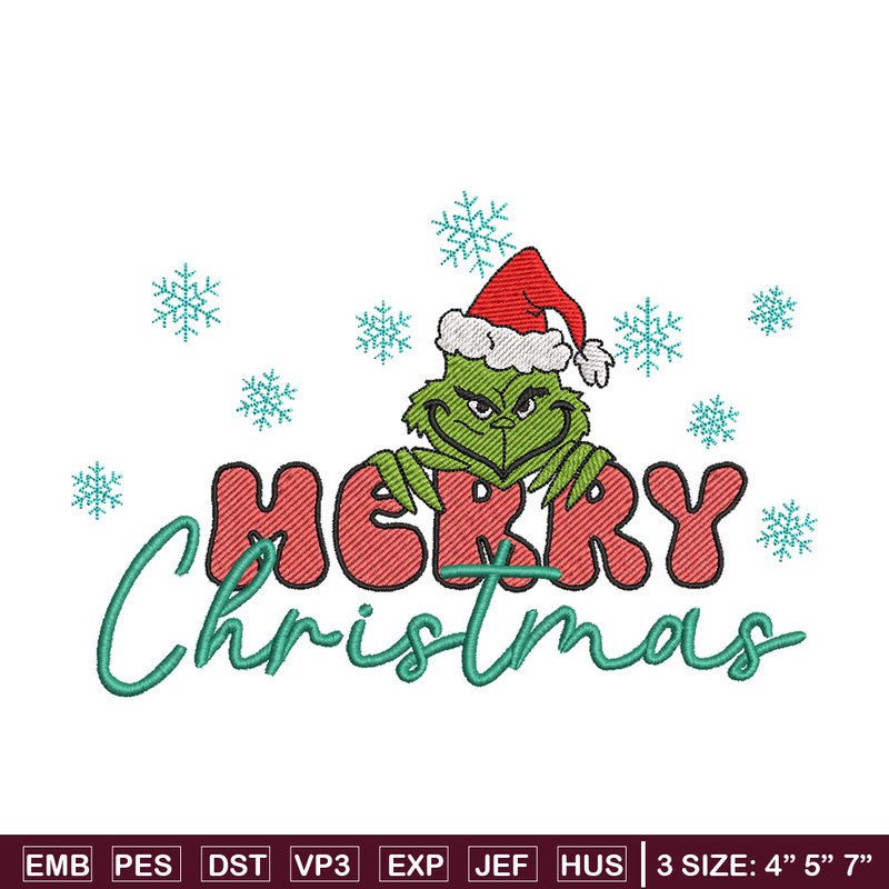 Merry chrismas embroidery design,Grinch embroidery, Chrismas design, Embroidery shirt, Embroidery file, Digital download.jpg