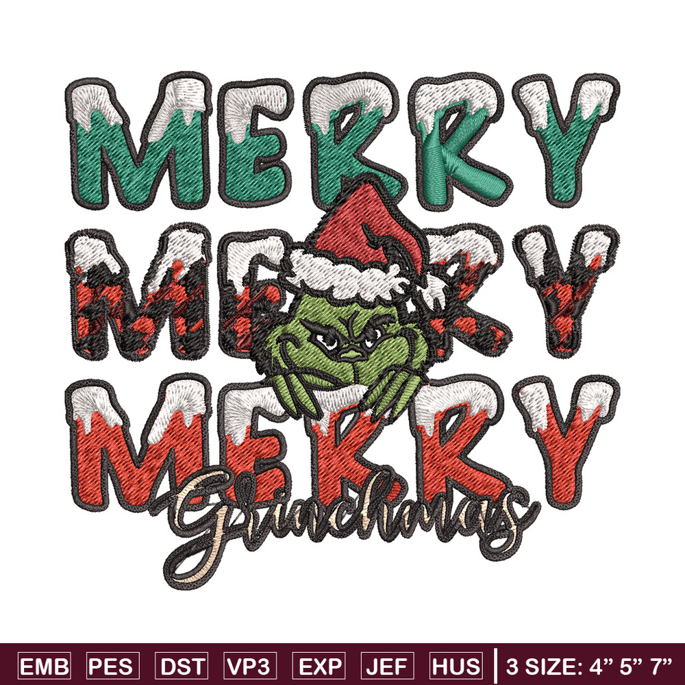 Merry Grinch logo Embroidery design, Grinch Christmas Embroidery, Grinch design, Embroidery File, Digital download..jpg