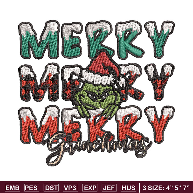 Merry Grinch logo Embroidery design, Grinch Christmas Embroidery, Grinch design, Embroidery File, Digital download..jpg