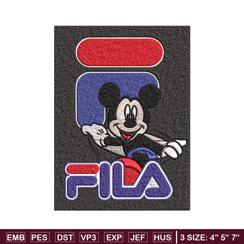 Mickey Mouse Fila Embroidery design, Disney Embroidery, cartoon design, Embroidery File, Fila logo, Instant download..jpg