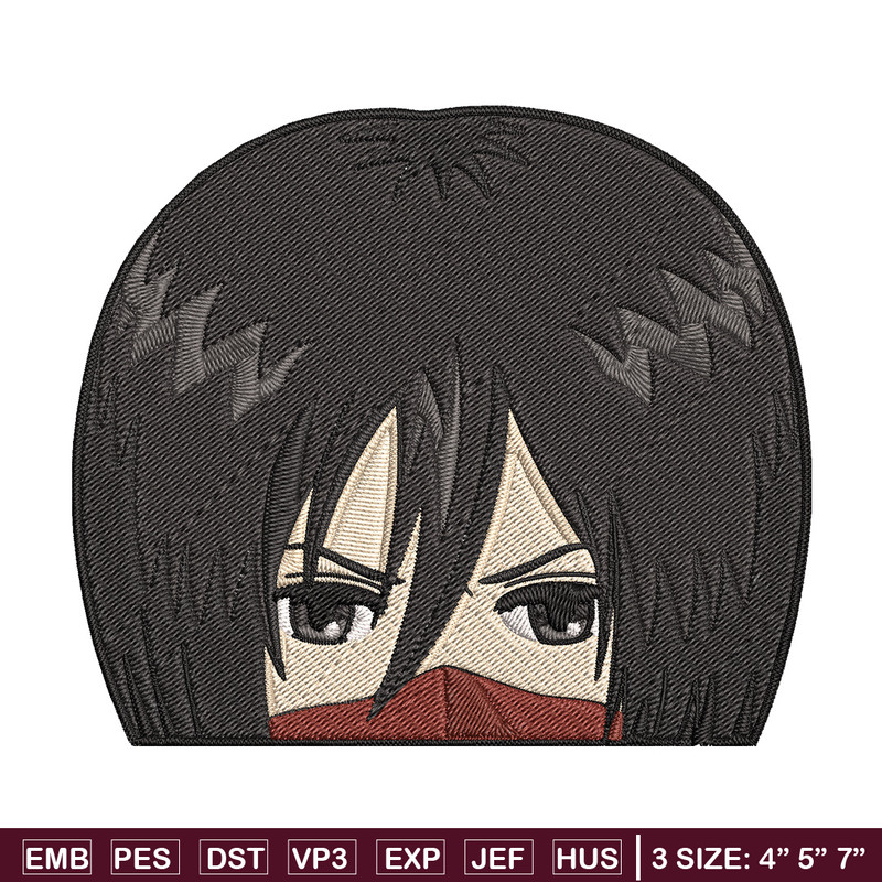Mikasa Peeker Embroidery Design, Aot Embroidery, Embroidery File, Anime Embroidery, Anime shirt, Digital download.jpg