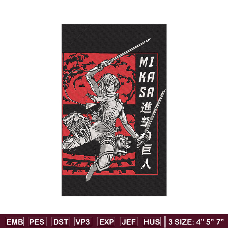 Mikasa poster Embroidery Design, Aot Embroidery, Embroidery File, Anime Embroidery,Anime shirt, Digital download.jpg