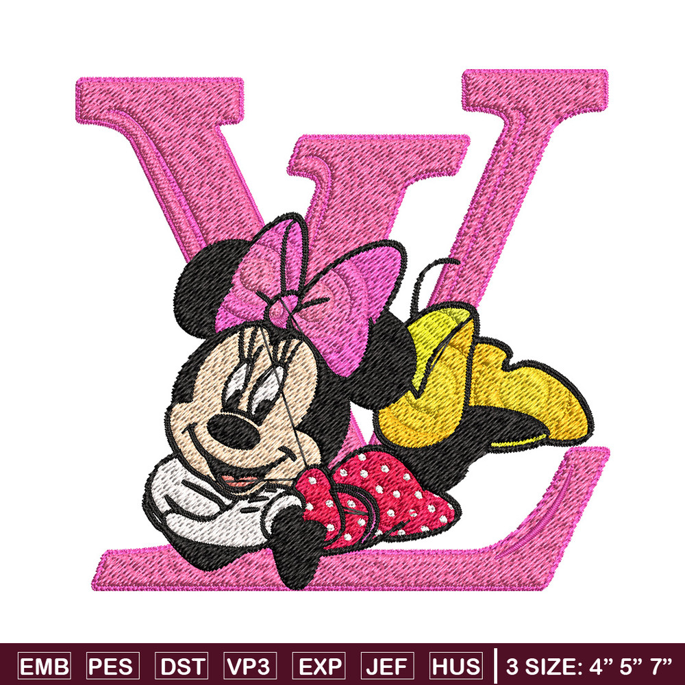 Minnie pink lv Embroidery Design, Lv Embroidery, Brand Embroidery, Embroidery File, Logo shirt, Digital download.jpg
