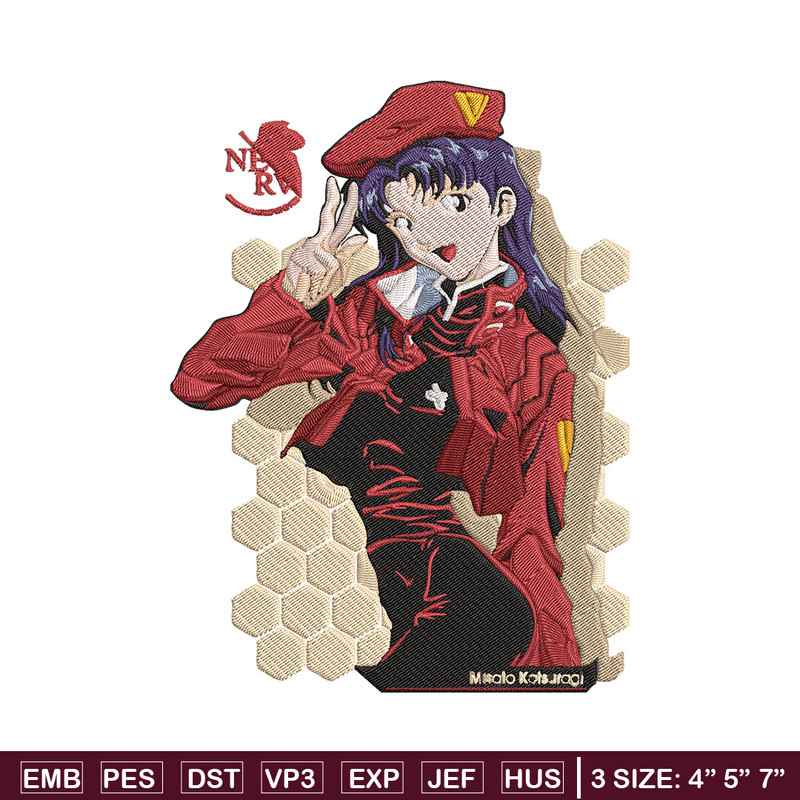 Misato Katsuragi Embroidery Design, Evangelion Embroidery, Embroidery File, Anime Embroidery, Anime shirt, Digital download.jpg