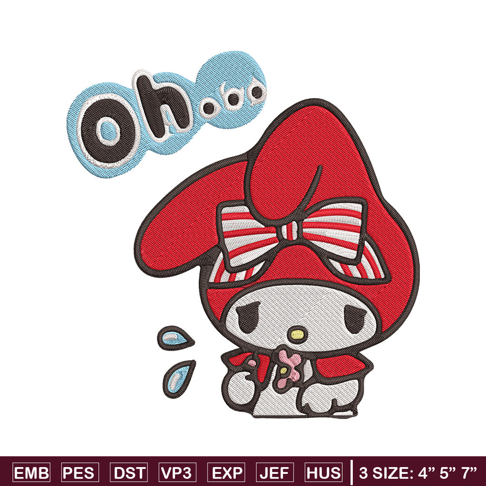 My Melody sad Embroidery Design, Hello kitty Embroidery, Embroidery File, Anime Embroidery, Digital download.jpg