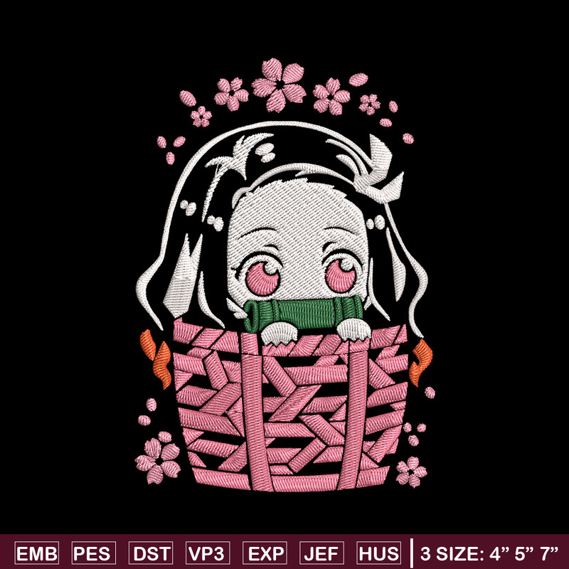 Nezuko chibi cute Embroidery Design, Demon slayer Embroidery, Embroidery File, Anime Embroidery, Digital download.jpg