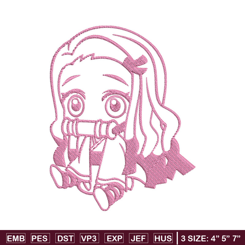 Nezuko chibi Embroidery Design, Demon slayer Embroidery, Embroidery File, Anime Embroidery, Digital download..jpg