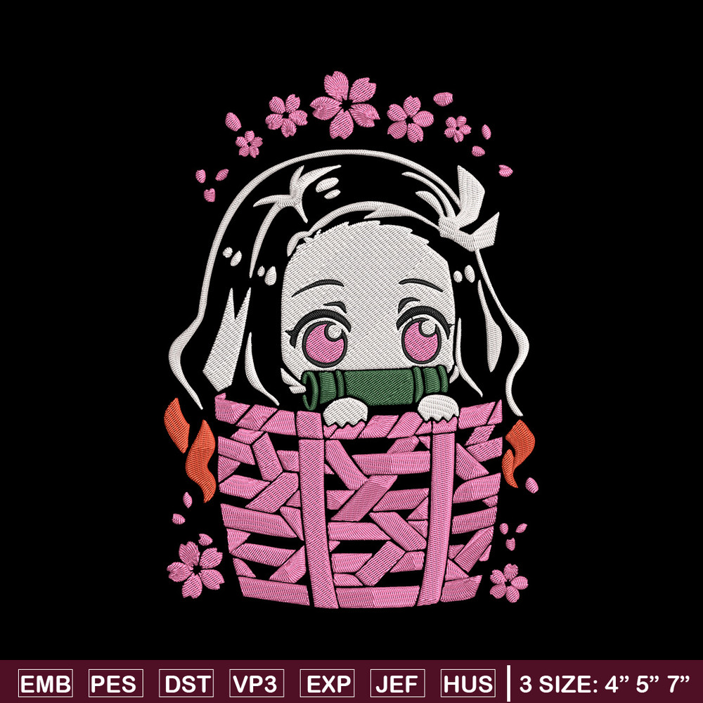 Nezuko chibi Embroidery Design, Demon slayer Embroidery, Embroidery File, Anime Embroidery,Digital download..jpg