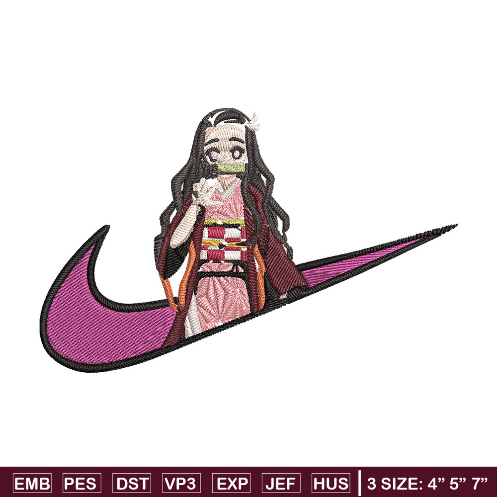Nezuko x nike Embroidery Design, Demon slayer Embroidery,Embroidery File, Nike Embroidery, Anime shirt, Digital download.jpg