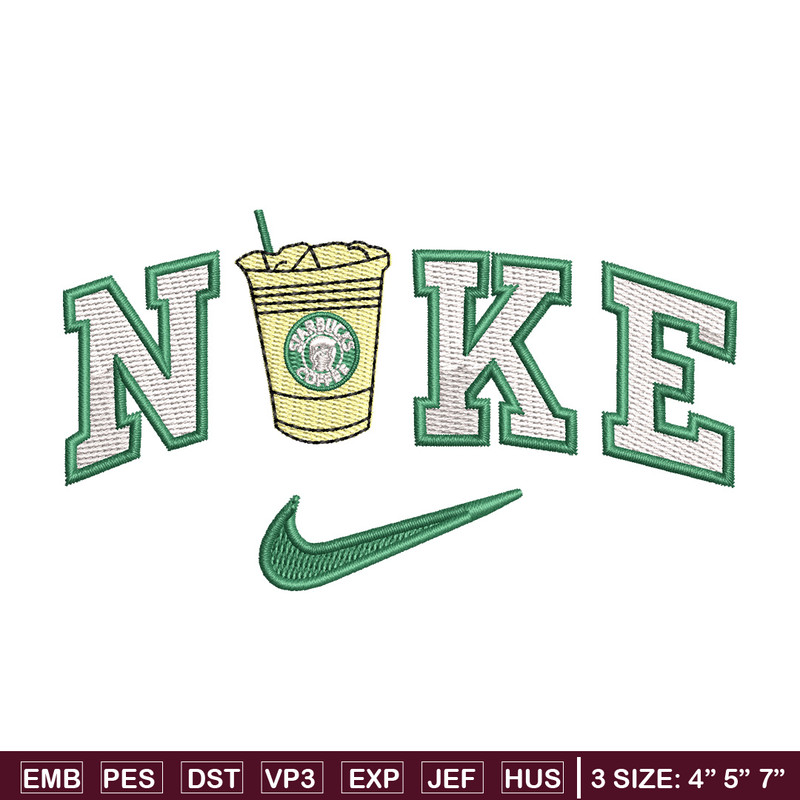 Nike coffee embroidery design, Starbuck embroidery, Nike design, Embroidery shirt, Embroidery file,Digital download.jpg