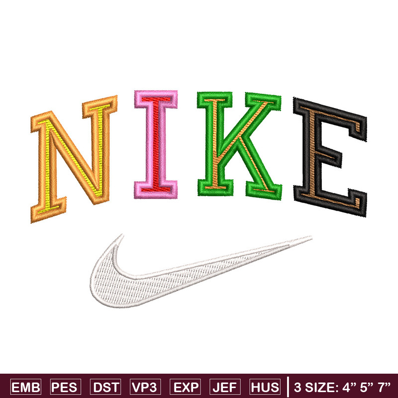 Nike color embroidery design, Nike embroidery, Nike design, Embroidery shirt, Embroidery file, Digital download.jpg