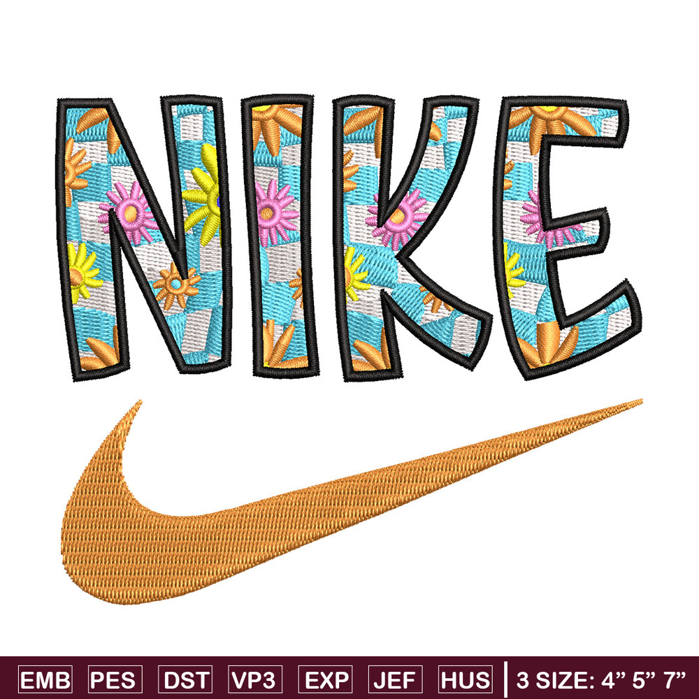 Nike flower embroidery design, Flower embroidery, Nike design, Embroidery shirt, Embroidery file,Digital download.jpg
