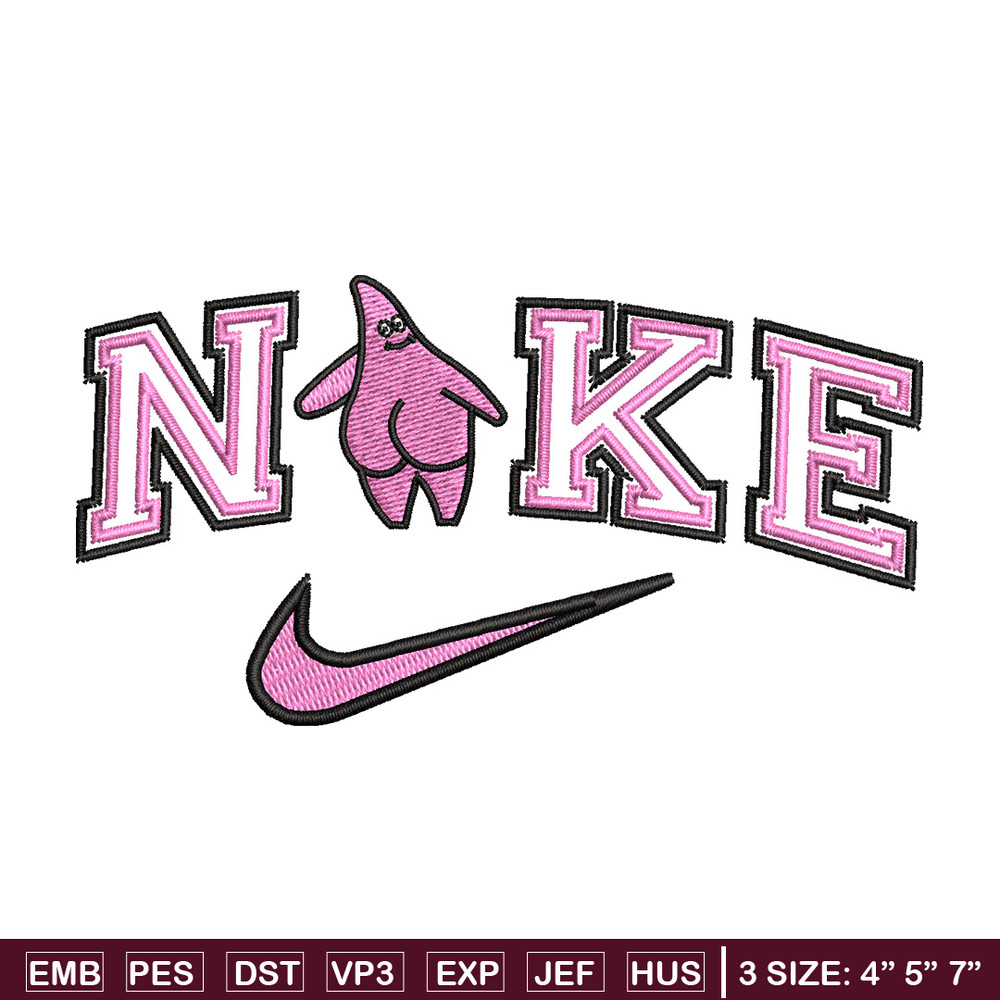Nike patrick embroidery design, Spongebob embroidery, Nike design, Embroidery file, Embroidery shirt, Digital download.jpg