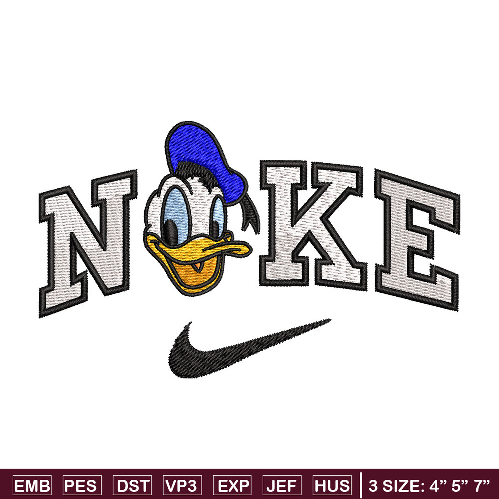 Nike x duck embroidery design, Disney embroidery, Nike design, Embroidery shirt, Embroidery file, Digital download.jpg