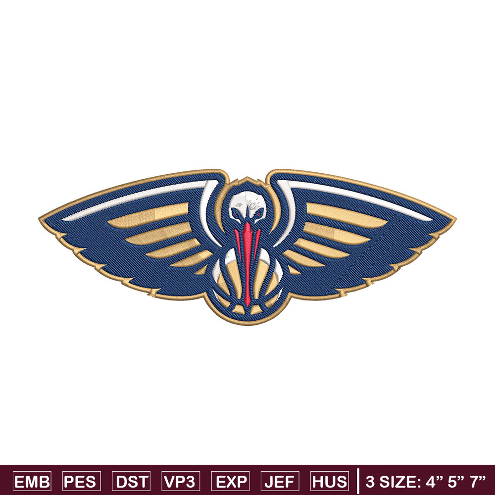 Orleans Pelicans logo embroidery design, NBA embroidery, Sport embroidery, Embroidery design, Logo sport embroidery.jpg