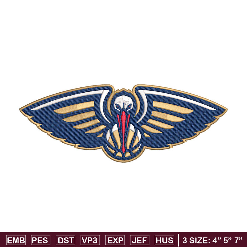 Orleans Pelicans logo embroidery design, NBA embroidery, Sport embroidery, Embroidery design, Logo sport embroidery.jpg