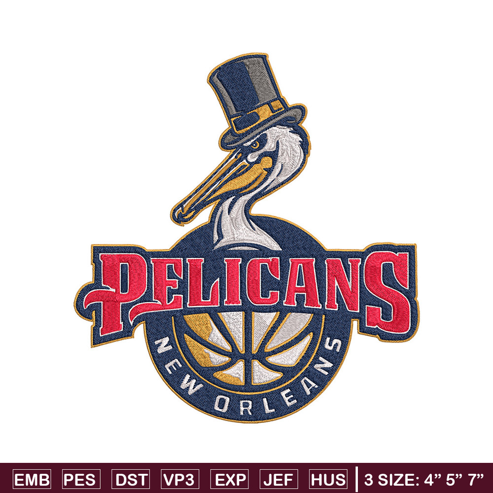 Orleans Pelicans logo embroidery design, NBA embroidery, Sport embroidery, Logo sport embroidery, Embroidery design.jpg