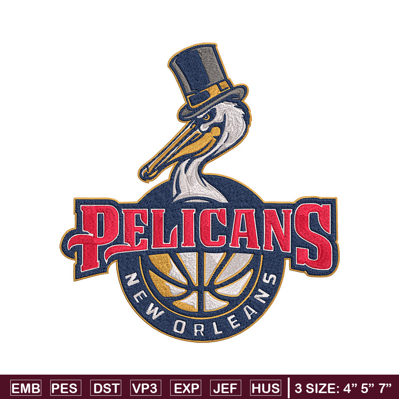 Orleans Pelicans logo embroidery design, NBA embroidery, Sport embroidery, Logo sport embroidery, Embroidery design.jpg