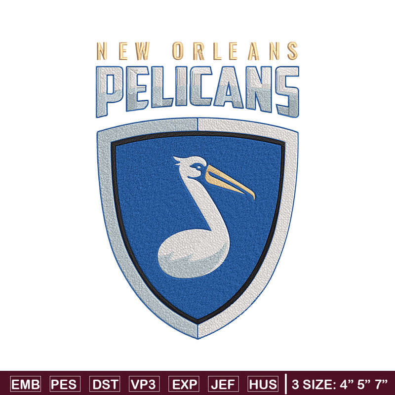 Orleans Pelicans logo embroidery design, NBA embroidery, Sport embroidery,Embroidery design, Logo sport embroidery.jpg