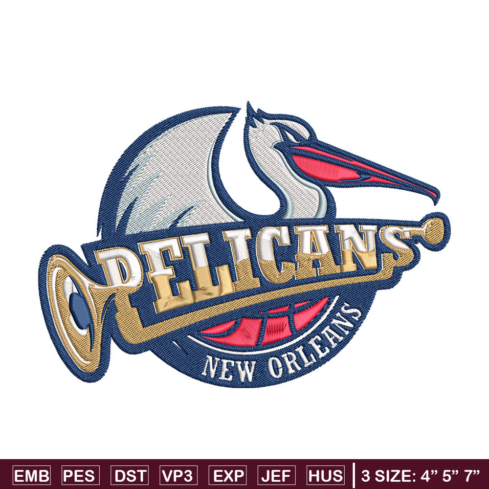Orleans Pelicans logo embroidery design,NBA embroidery,Sport embroidery, Embroidery design, Logo sport embroidery.jpg