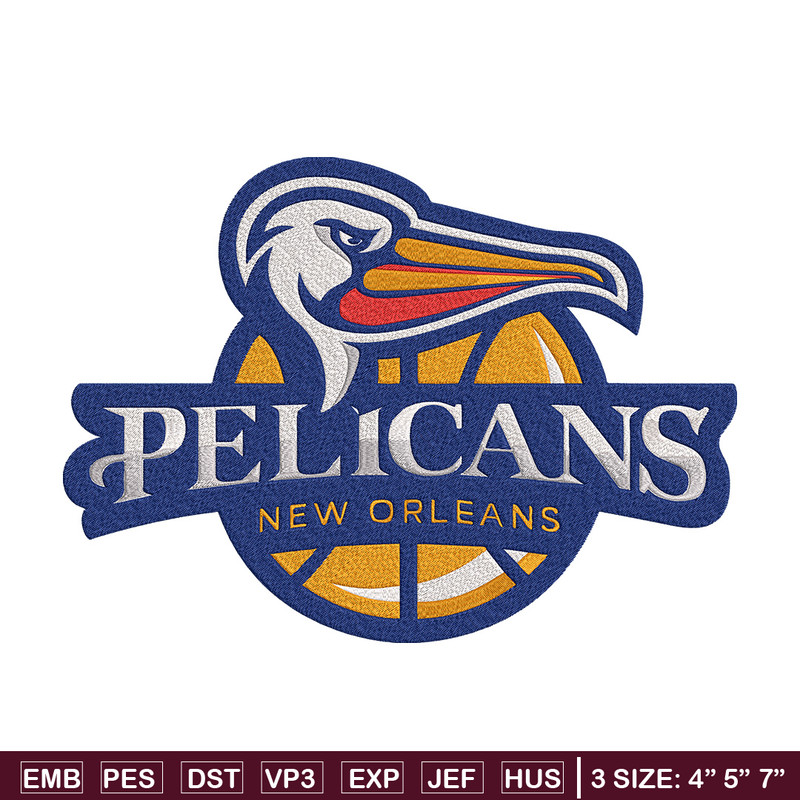 Orleans Pelicans logo embroidery design,NBA embroidery,Sport embroidery,Embroidery design,Logo sport embroidery.jpg