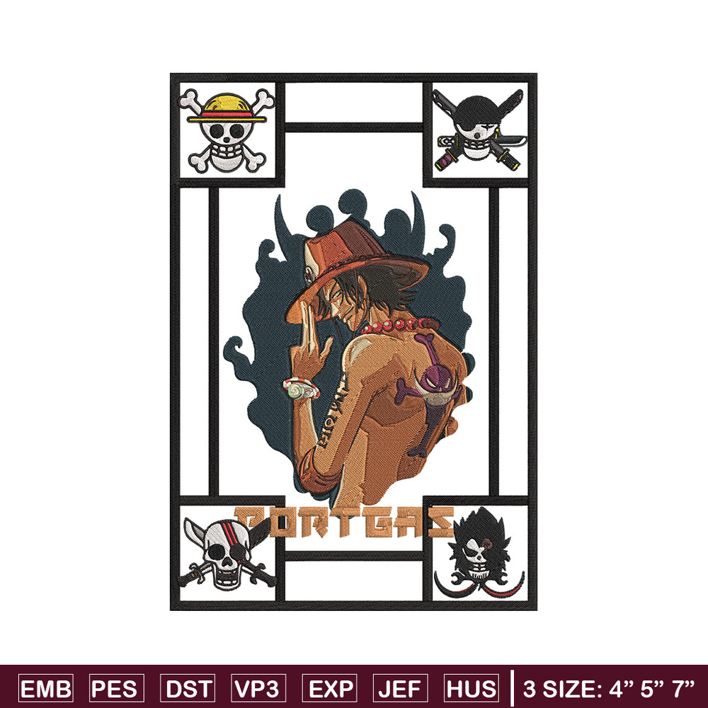 Portgas D Ace Embroidery Design, One piece Embroidery, Embroidery File, Anime Embroidery, Anime shirt, Digital download.jpg