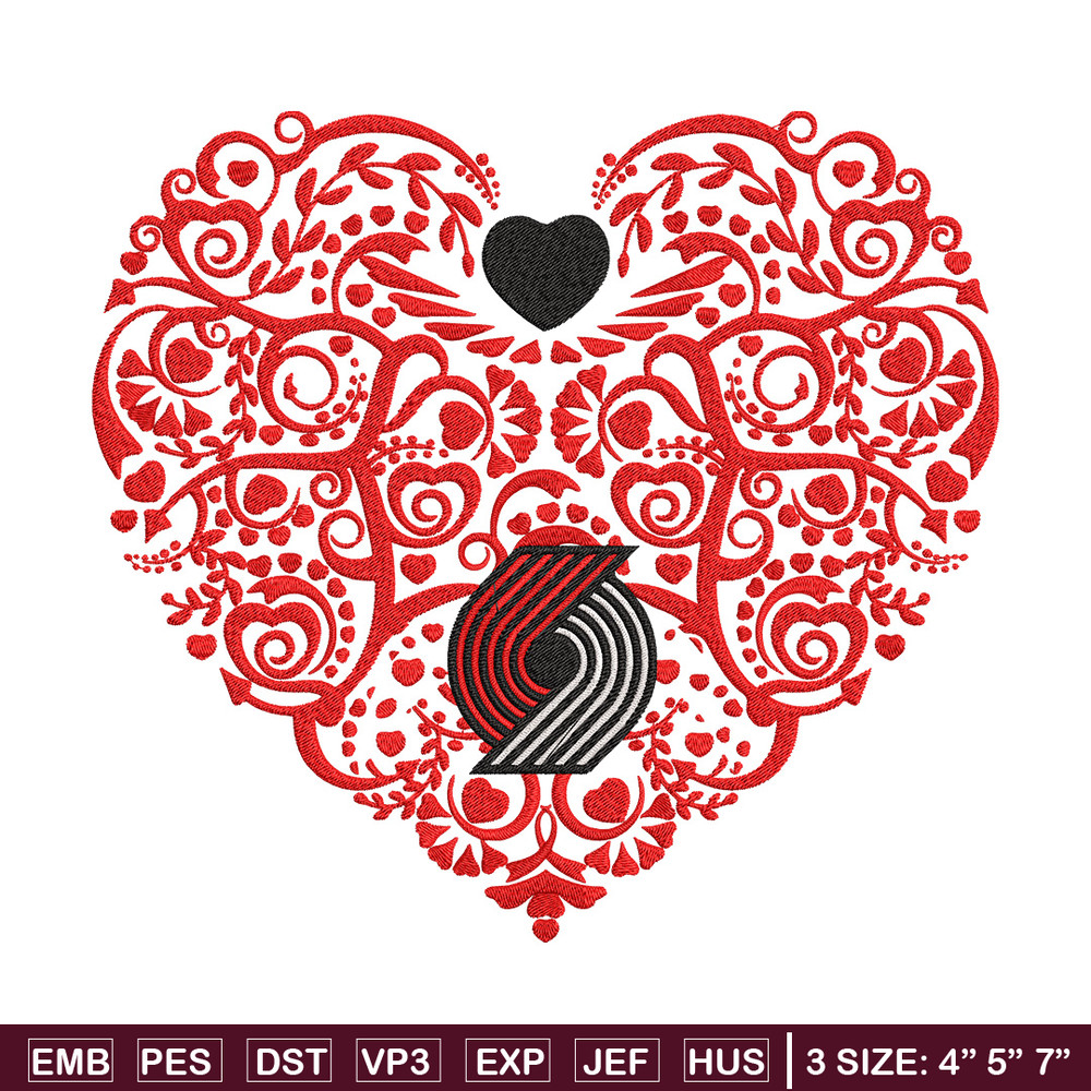 Portland Trail Blazers heart embroidery design,NBA embroidery,Sport embroidery,Embroidery design, Logo sport embroidery.jpg