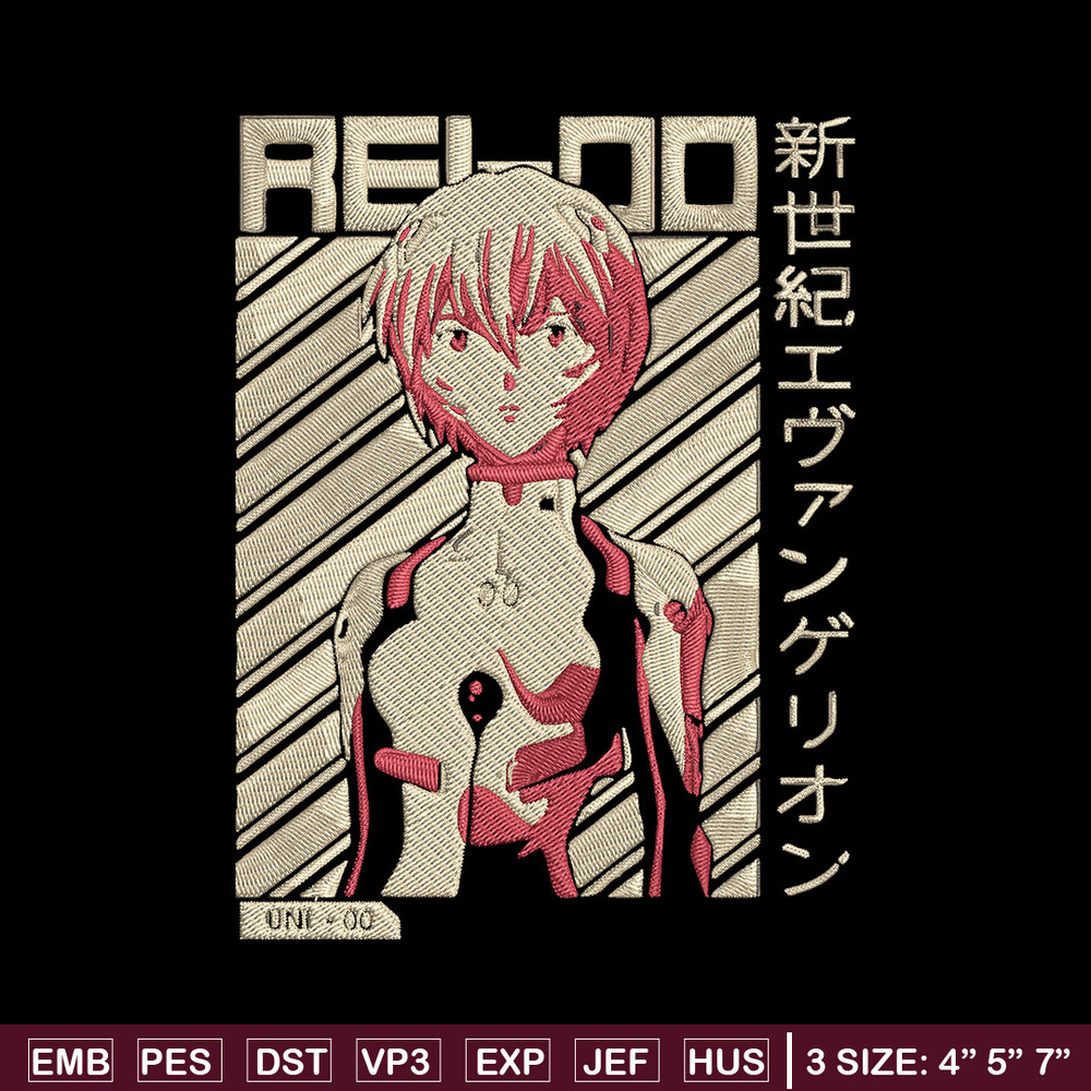 Rei Ayanami Embroidery Design, Evangelion Embroidery, Embroidery File, Anime Embroidery, Anime shirt, Digital download.jpg