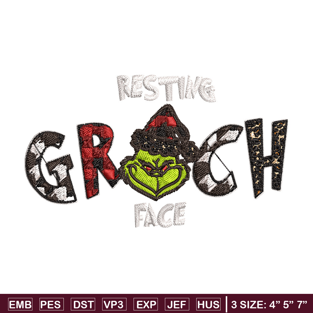 Resting Grinch Face Embroidery design, Grinch christmas Embroidery, Grinch design, Embroidery File, Instant download..jpg