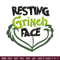 Resting Grinch Face Embroidery design, Grinch christmas Embroidery, Grinch design, Embroidery File, Instant download.jpg
