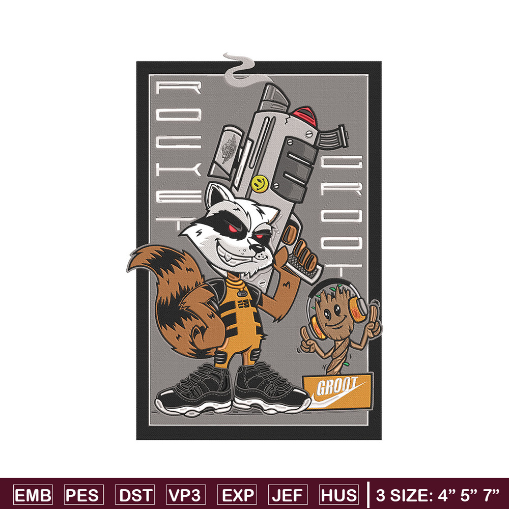 Rocket x groot Embroidery Design, Marvel Embroidery, Embroidery File, Anime Embroidery, Anime shirt, Digital download.jpg