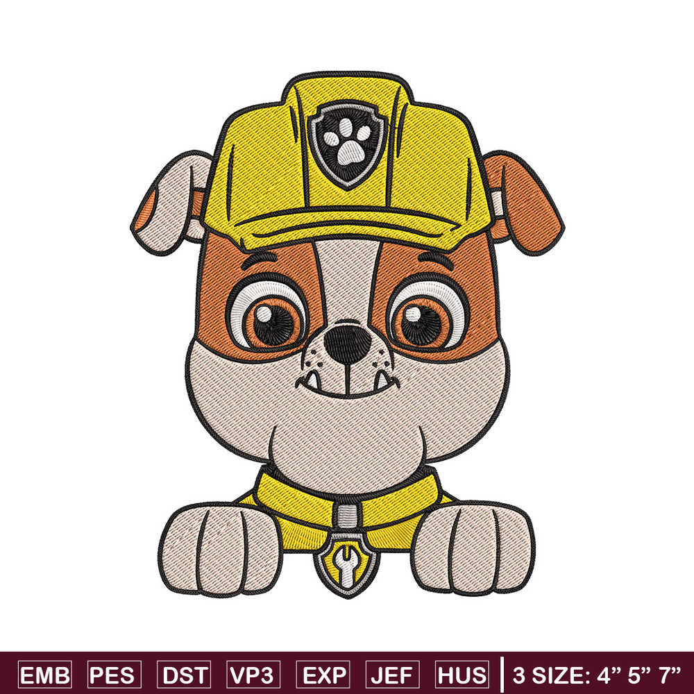 Rubble dog Embroidery Design, Paw patrol Embroidery, Embroidery File, Anime Embroidery, Anime shirt, Digital download..jpg