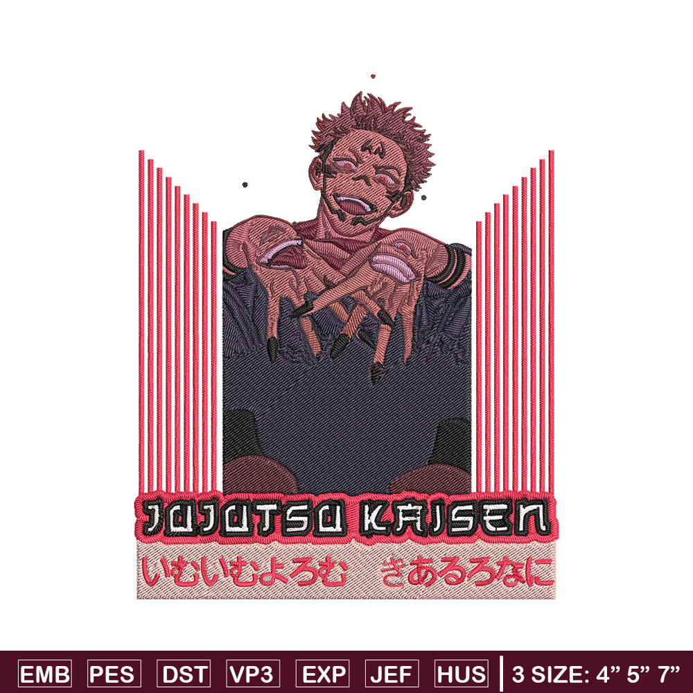 Ryomen Sukuna Embroidery Design, Jujutsu Embroidery, Embroidery File, Anime Embroidery, Anime shirt,Digital download.jpg